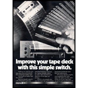 1978 Mexell Cassette Tape Vintage Print Ad Hitachi Deck Audiophile Wall Art